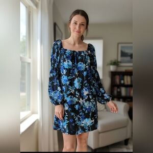 Gabby Skye Black and Blue Floral Dress